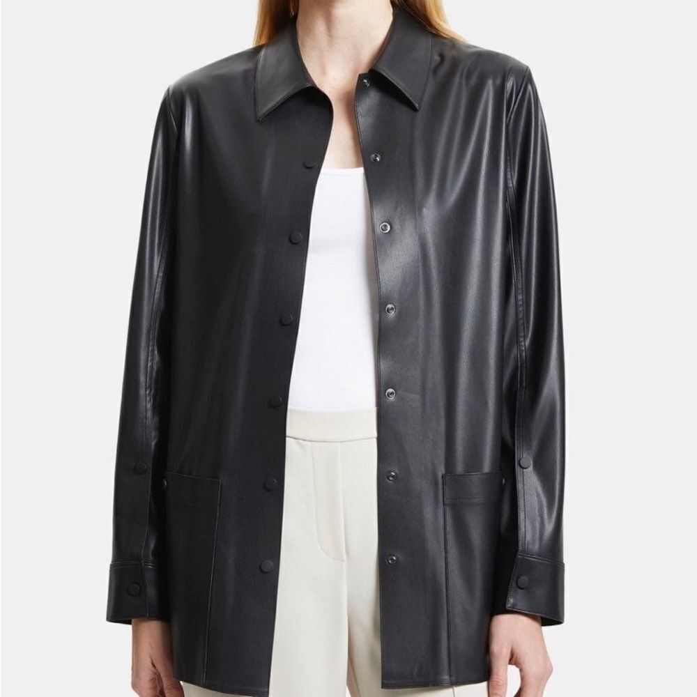 Theory Shirt Jacket in Faux Leather size M